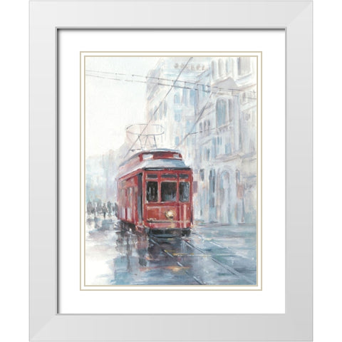 Watercolor Streetcar Study II White Modern Wood Framed Art Print with Double Matting by Harper, Ethan