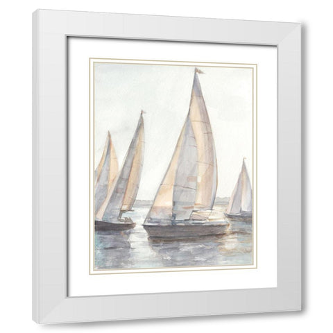 Plein Air Sailboats I White Modern Wood Framed Art Print with Double Matting by Harper, Ethan