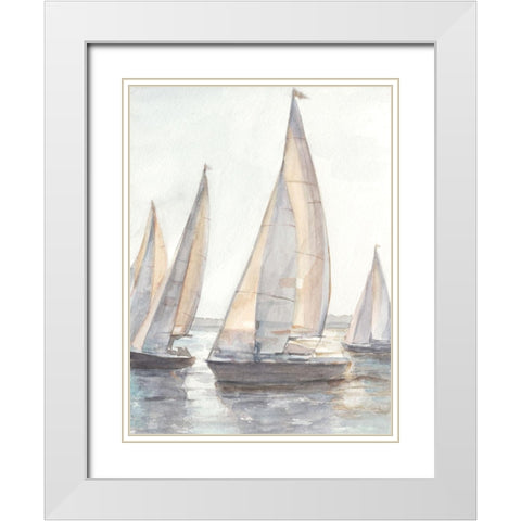 Plein Air Sailboats I White Modern Wood Framed Art Print with Double Matting by Harper, Ethan