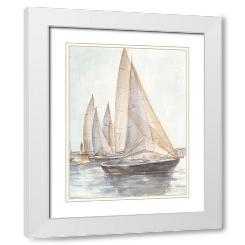 Plein Air Sailboats II White Modern Wood Framed Art Print with Double Matting by Harper, Ethan