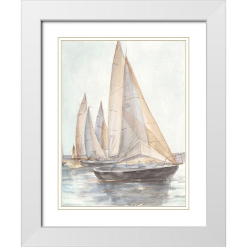 Plein Air Sailboats II White Modern Wood Framed Art Print with Double Matting by Harper, Ethan