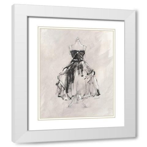 Black Evening Gown I White Modern Wood Framed Art Print with Double Matting by Harper, Ethan