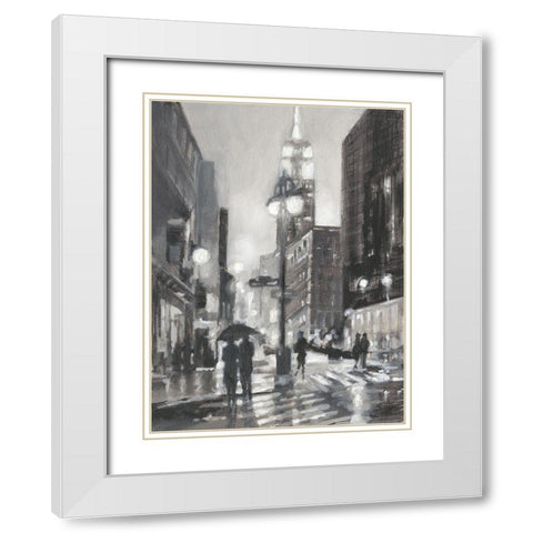 Illuminated Streets I White Modern Wood Framed Art Print with Double Matting by Harper, Ethan