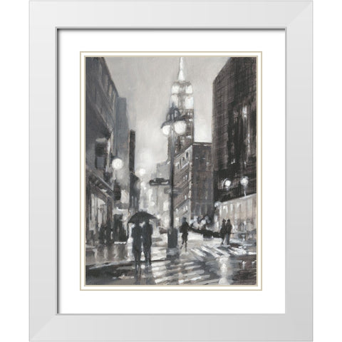 Illuminated Streets I White Modern Wood Framed Art Print with Double Matting by Harper, Ethan