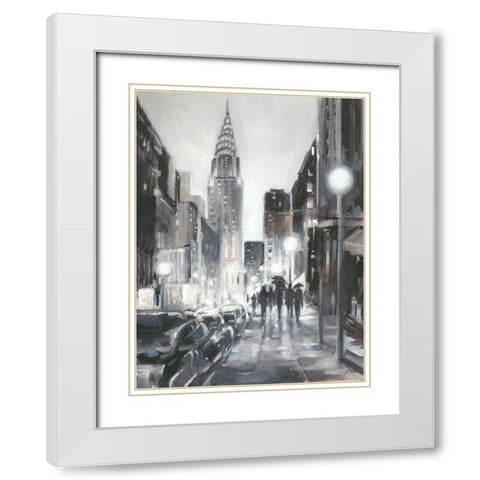 Illuminated Streets II White Modern Wood Framed Art Print with Double Matting by Harper, Ethan