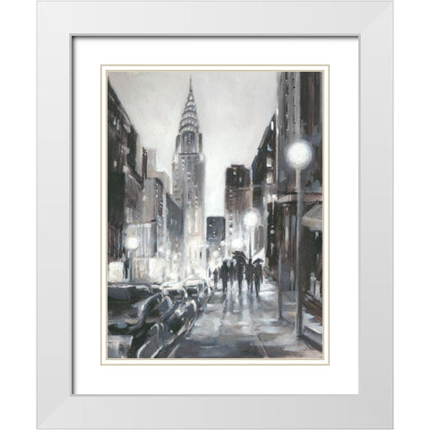 Illuminated Streets II White Modern Wood Framed Art Print with Double Matting by Harper, Ethan
