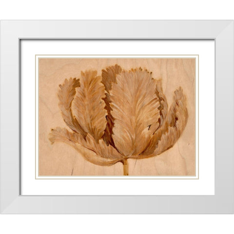 Sepia Tulip on Birch II White Modern Wood Framed Art Print with Double Matting by OToole, Tim