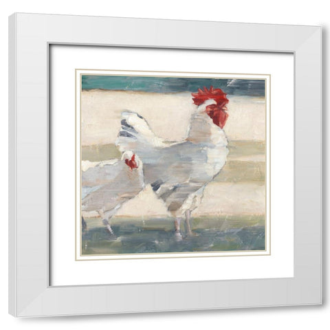 Chicken Yard I White Modern Wood Framed Art Print with Double Matting by Harper, Ethan