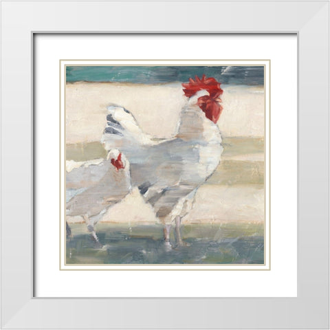 Chicken Yard I White Modern Wood Framed Art Print with Double Matting by Harper, Ethan