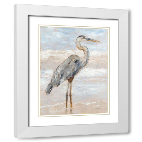 Beach Heron I White Modern Wood Framed Art Print with Double Matting by Harper, Ethan
