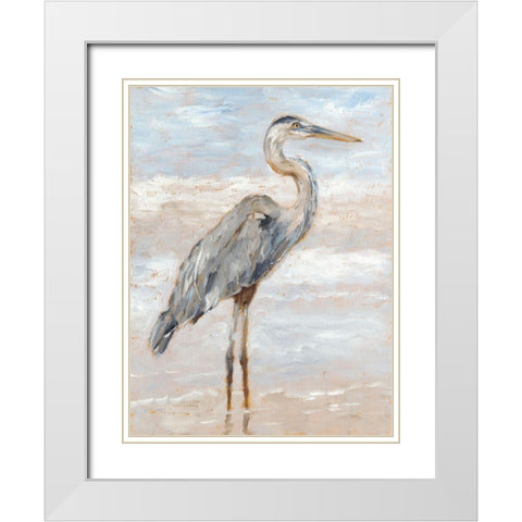 Beach Heron I White Modern Wood Framed Art Print with Double Matting by Harper, Ethan