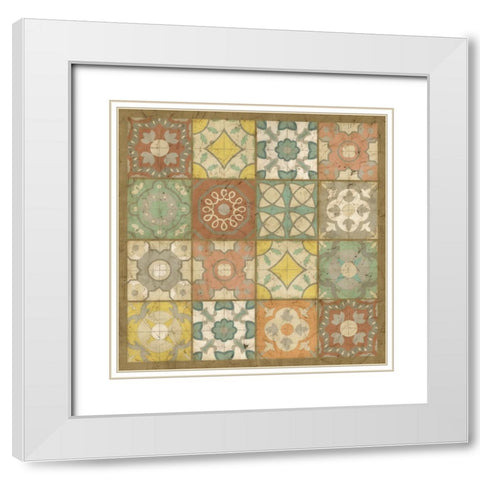 Non-Embellished Barcelona Tiles II White Modern Wood Framed Art Print with Double Matting by Zarris, Chariklia