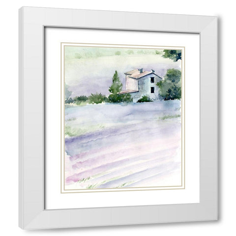 Lavender Fields II White Modern Wood Framed Art Print with Double Matting by Parker, Jennifer Paxton