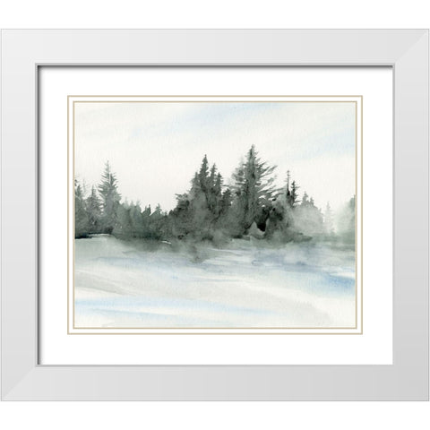 Evergreens in the Distance II White Modern Wood Framed Art Print with Double Matting by Parker, Jennifer Paxton