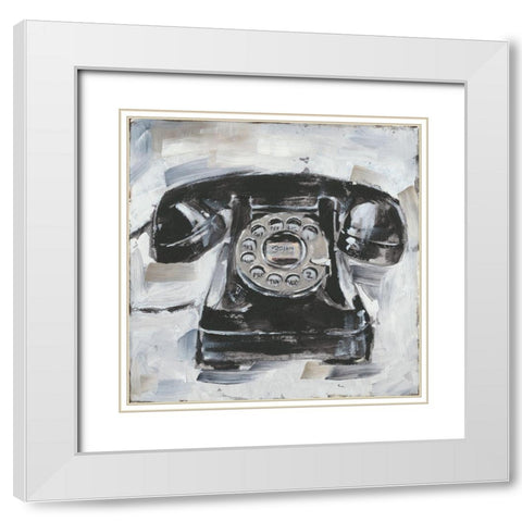 Retro Phone I White Modern Wood Framed Art Print with Double Matting by Harper, Ethan