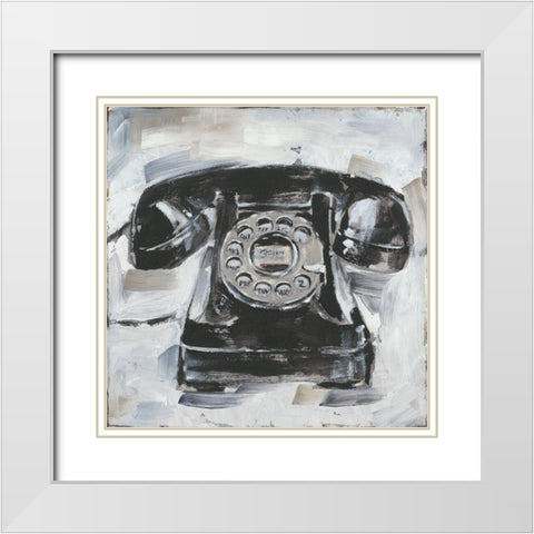Retro Phone I White Modern Wood Framed Art Print with Double Matting by Harper, Ethan