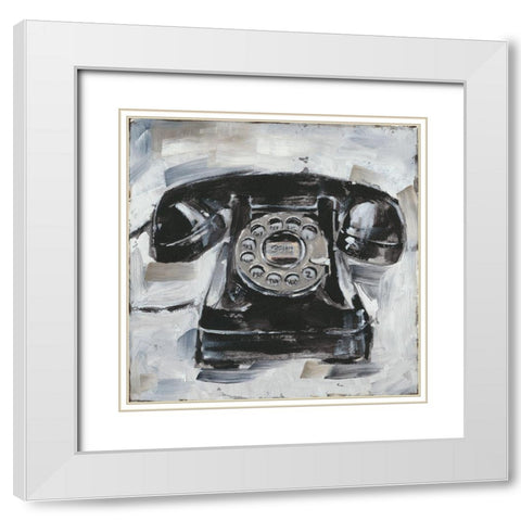 Retro Phone I White Modern Wood Framed Art Print with Double Matting by Harper, Ethan
