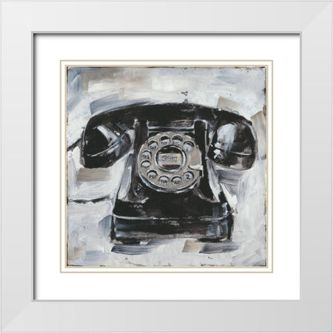Retro Phone I White Modern Wood Framed Art Print with Double Matting by Harper, Ethan