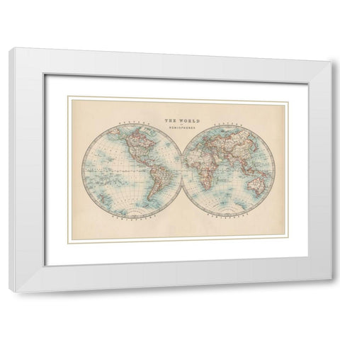 Johnstons World in Hemispheres White Modern Wood Framed Art Print with Double Matting by Johnston