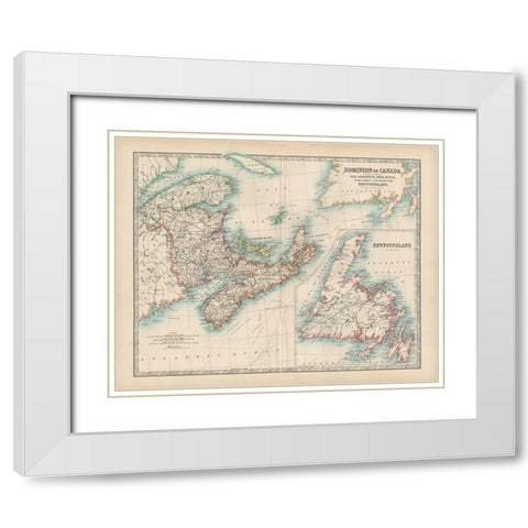 Johnstons Map of Canada White Modern Wood Framed Art Print with Double Matting by Johnston