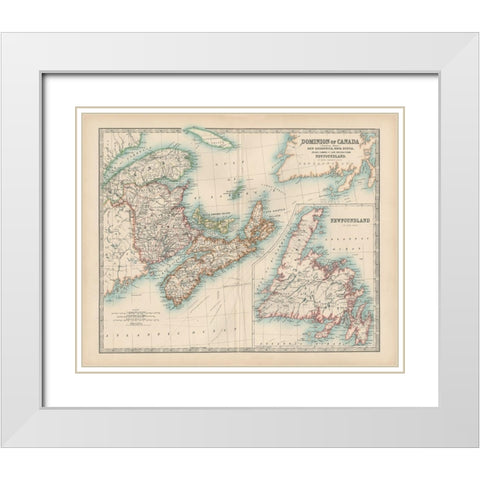 Johnstons Map of Canada White Modern Wood Framed Art Print with Double Matting by Johnston