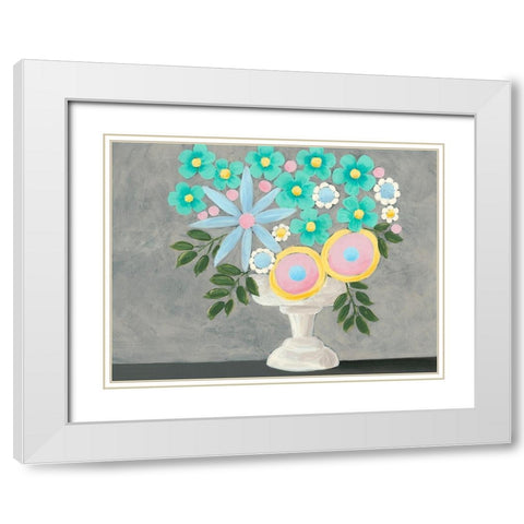 Nouveau Flowers I White Modern Wood Framed Art Print with Double Matting by Moore, Regina