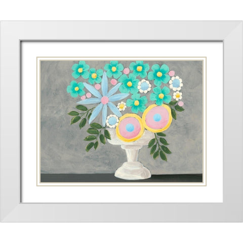 Nouveau Flowers I White Modern Wood Framed Art Print with Double Matting by Moore, Regina