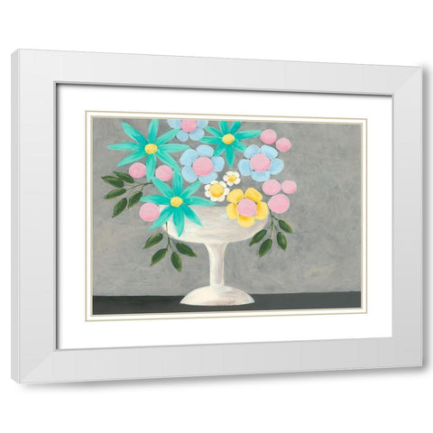 Nouveau Flowers II White Modern Wood Framed Art Print with Double Matting by Moore, Regina