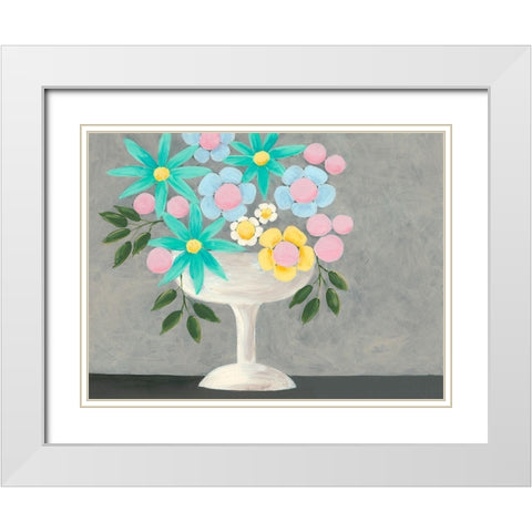 Nouveau Flowers II White Modern Wood Framed Art Print with Double Matting by Moore, Regina