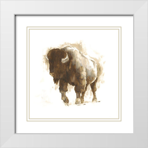 Rustic Bison II White Modern Wood Framed Art Print with Double Matting by Harper, Ethan