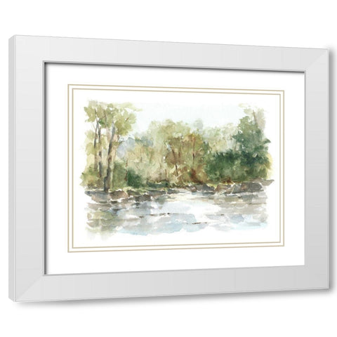 Wooded Stream II White Modern Wood Framed Art Print with Double Matting by Harper, Ethan