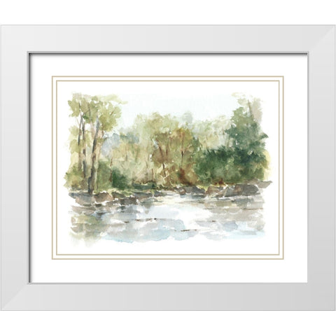 Wooded Stream II White Modern Wood Framed Art Print with Double Matting by Harper, Ethan