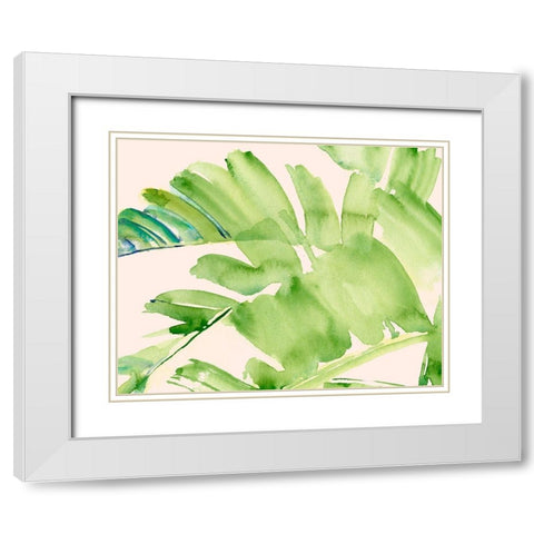 Peachy Palms II White Modern Wood Framed Art Print with Double Matting by Parker, Jennifer Paxton