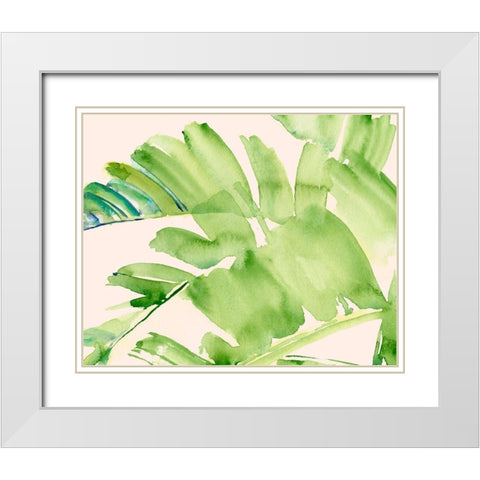 Peachy Palms II White Modern Wood Framed Art Print with Double Matting by Parker, Jennifer Paxton