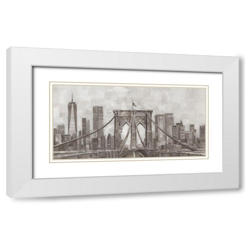 New York Panoramic White Modern Wood Framed Art Print with Double Matting by Harper, Ethan