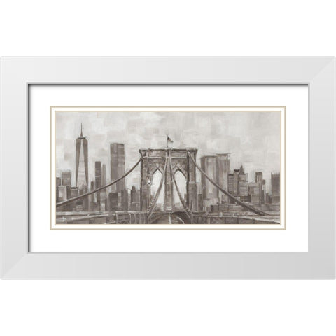 New York Panoramic White Modern Wood Framed Art Print with Double Matting by Harper, Ethan