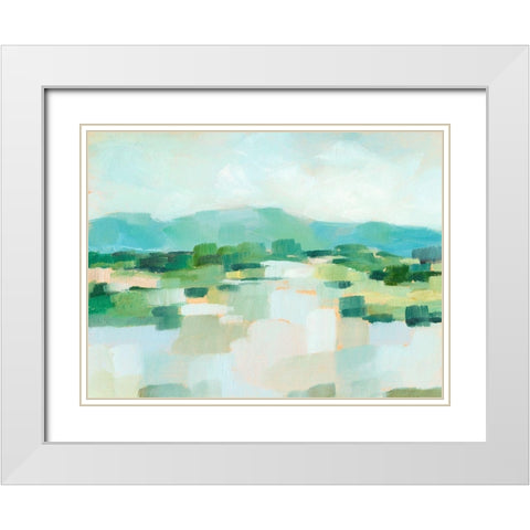 Emerald Island I White Modern Wood Framed Art Print with Double Matting by Harper, Ethan