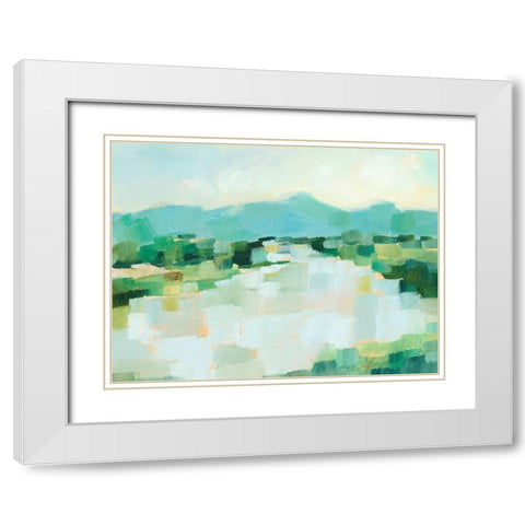 Emerald Island II White Modern Wood Framed Art Print with Double Matting by Harper, Ethan