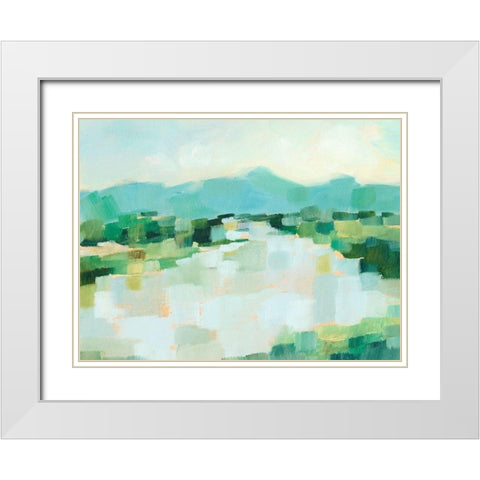 Emerald Island II White Modern Wood Framed Art Print with Double Matting by Harper, Ethan