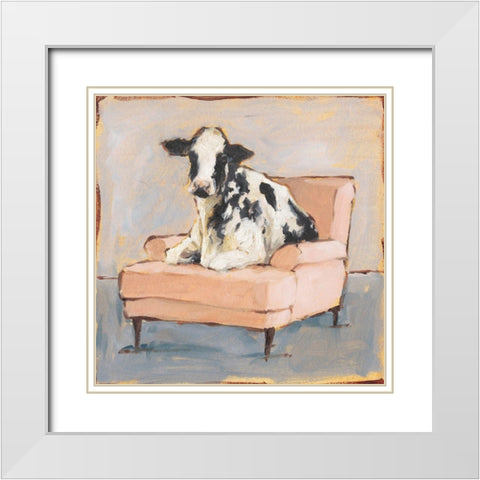 Moo-ving In II White Modern Wood Framed Art Print with Double Matting by Harper, Ethan