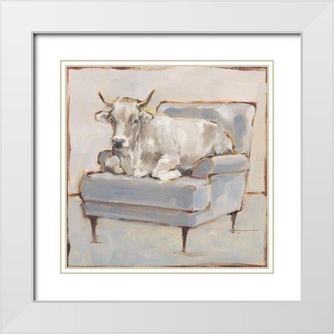 Moo-ving In III White Modern Wood Framed Art Print with Double Matting by Harper, Ethan