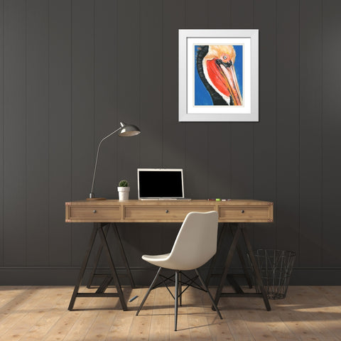 Vibrant Pelican II White Modern Wood Framed Art Print with Double Matting by Parker, Jennifer Paxton