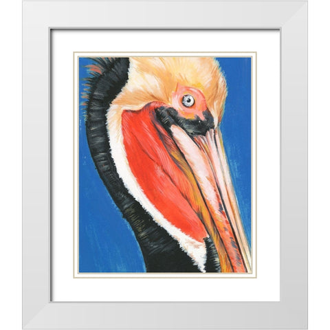 Vibrant Pelican II White Modern Wood Framed Art Print with Double Matting by Parker, Jennifer Paxton