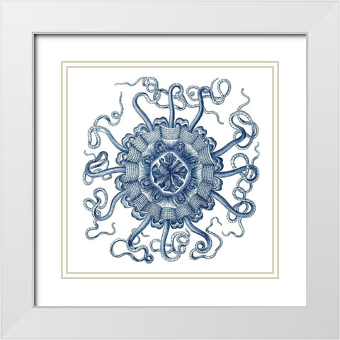 Navy Ocean Gems II White Modern Wood Framed Art Print with Double Matting by Vision Studio
