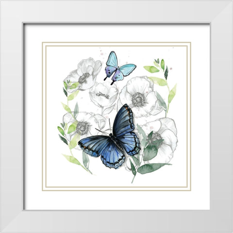 Butterfly Floral II White Modern Wood Framed Art Print with Double Matting by Parker, Jennifer Paxton