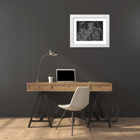 Motorcycle Mechanical Sketch I White Modern Wood Framed Art Print with Double Matting by Harper, Ethan