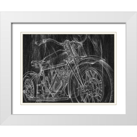 Motorcycle Mechanical Sketch I White Modern Wood Framed Art Print with Double Matting by Harper, Ethan