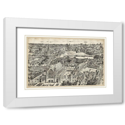 Birds Eye View of London - Ely Place White Modern Wood Framed Art Print with Double Matting by Unknown