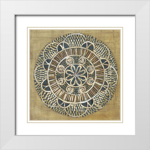Woven Round II White Modern Wood Framed Art Print with Double Matting by Zarris, Chariklia