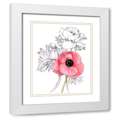 Anemone by Number I White Modern Wood Framed Art Print with Double Matting by Parker, Jennifer Paxton
